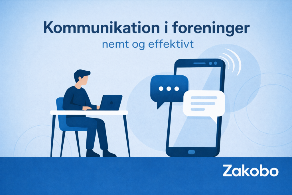Kommunikation i klubber og foreninger illustreret med beskeder på mobil og computer